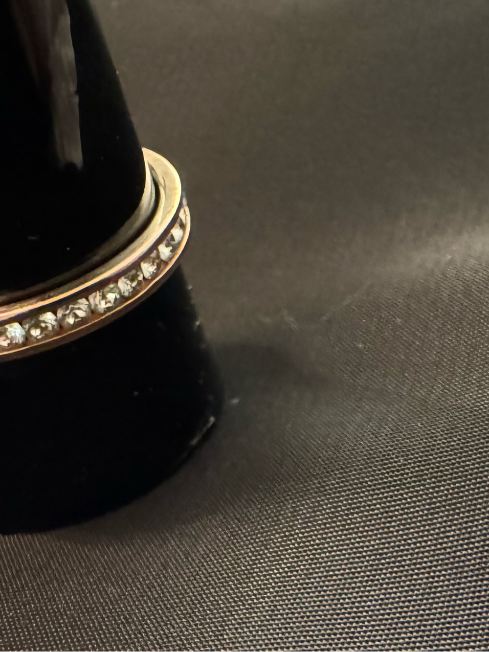 925M Sterling Silver Gold Plated Channel Set Clear Stone Band Ring - Picture 6 of 6